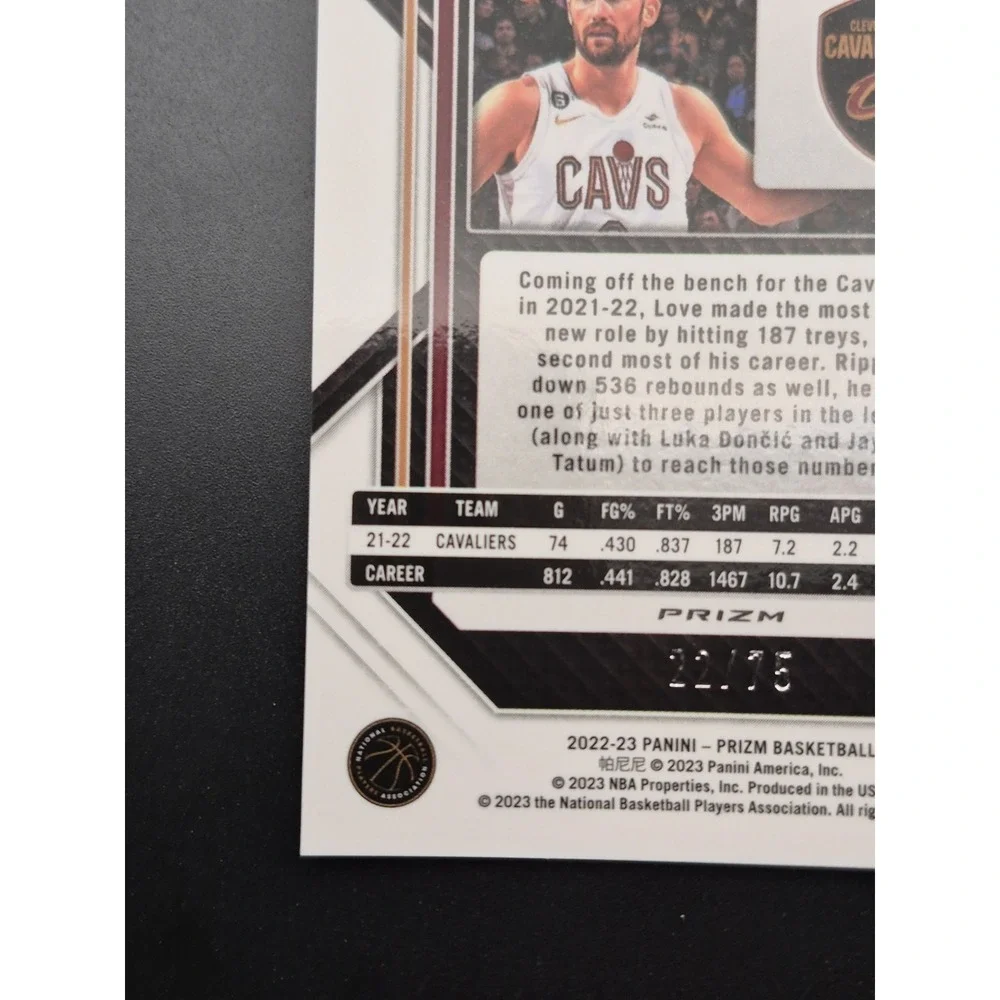 2022-23 Panini Prizm Kevin Love #90 Fast Break Purple Prizm‎ /75 Cavaliers